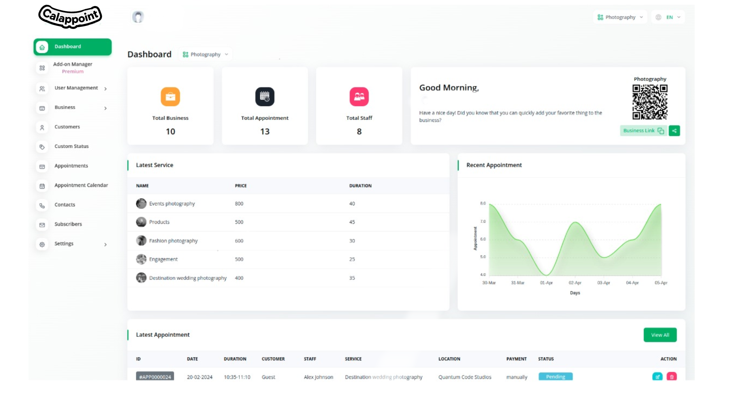 Appointment scheduling software interface.